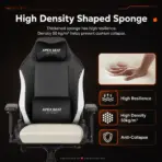 APEX SEAT TRINITY Gaming Chair with Magnetic Memory Foam Headrest, 4-Way Lumbar Support, 4D Armrests, 90°–141° Recline, Class 4 Lift & 180 kg Capacity | BLACK & WHITE - Image 11