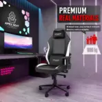 APEX SEAT TRINITY Gaming Chair with Magnetic Memory Foam Headrest, 4-Way Lumbar Support, 4D Armrests, 90°–141° Recline, Class 4 Lift & 180 kg Capacity | BLACK & WHITE - Image 4