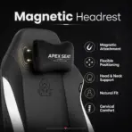 APEX SEAT TRINITY Gaming Chair with Magnetic Memory Foam Headrest, 4-Way Lumbar Support, 4D Armrests, 90°–141° Recline, Class 4 Lift & 180 kg Capacity | BLACK & WHITE - Image 14