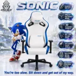 APEX SEAT SONIC Gaming Chair – 90°–155° Recline, 2D Armrests, Class 4 Gas Lift, 50kg/m³ Foam, PVC Leather + Velvet, Silent PU Wheels, Metal Base, Headrest & Lumbar Cushions, 150kg Capacity | WHITE & BLUE 