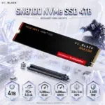 WD_BLACK SN8100 4TB NVMe SSD , PCIe 5.0 x4, 14,900MB/s Read & Write, 2.4M IOPS, TLC 3D CBA NAND, 2,400 TBW, TCG Opal 2.02 | WDS400T1X0M-00CMT0