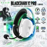 Razer BlackShark V2 Pro Wireless Esports Headset, 2.4GHz HyperSpeed, TriForce Titanium 50mm Drivers, Super Wideband Mic and 70-Hour Battery, White | Used
