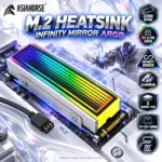 ASIAHORSE M.2 2280 NVMe SSD Heatsink, Infinity Mirror ARGB, 5V 3-Pin Addressable RGB Sync, Aluminum Cooling Design with 3 Thermal Pads | Silver
