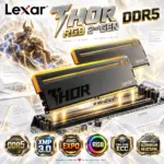 Lexar THOR RGB 2nd Gen 32GB (2×16GB) DDR5-6000 CL38 Memory Kit, 1.35V, Intel XMP 3.0, AMD EXPO Compatible, Dynamic RGB, Aluminum Heatsink | BLACK ~ LD5U16G60C38BV-RGD
