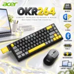 Acer OKR264 Black And Lemon Yellow 68-Key 60% Compact Membrane Keyboard And Mouse Combo, Bluetooth And 2.4GHz Dual-Mode Wireless, Type-C, Rechargeable Battery