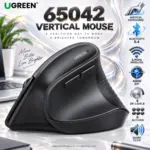 UGREEN 65042 Black Vertical Wireless Mouse With Bluetooth 5.4 And 2.4GHz Dual-Mode Connectivity, 4000 DPI, 4-Level Adjustment, Six Buttons And Silent Ergonomic Design