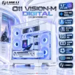 Lian Li O11 Vision-M Digital - mATX Mid Tower PC Case with 9.2" LCD Screen & 140mm Pre-installed Fan - Hidden AIO Design - Triple Tempered Glass Panels - Up to 360mm AIO Support - 410mm GPU | O11VMDW ~ WHITE