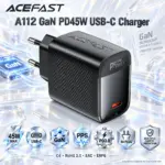 ACEFAST A112 45W GaN USB-C EU Wall Charger With PPS, PD3.0, QC4+, QC3.0, AFC, FCP And SCP Support, Compact Flame-Retardant PC Design For Laptops, Phones And Tablets