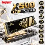 KingSpec X500 1TB PCIe 5.0 x4 NVMe 2.0 M.2 SSD, 14,000MB/s Read, 13,000MB/s Write, DRAM + SLC Cache, 600TBW & Graphene Cooling 