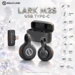 Hollyland LARK M2S USB-C Wireless Microphone, 2×7g Titanium-Clip TX, 48kHz/24-bit, ENC, 300m Range, 27H Battery, 116dB SPL, Mobile Charging Case, or iPhone 15/16/17 and Android | BLACK