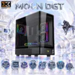 Xigmatek Moon DGT EN49651 E-ATX Gaming Case, Curved Dual Tempered Glass, Digital LCD, 4× J22A PWM ARGB Fans, 420mm GPU, 360mm AIO | BLACK 