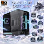 Xigmatek Cloud M DGT 3AF EN49637 Micro-ATX Gaming Case, Dual Tempered Glass, Digital LCD, 3× J22A PWM ARGB Fans, 400mm GPU, 360mm AIO | BLACK