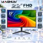  MAGNUM 22" FHD 75Hz LED Low Blue Light Monitor with Tilt Angle Adjustment, 16:9 ASPECT RATIO, HDMI & VGA Ports | BLACK 
