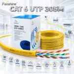 Fanshine CAT 6 UTP Network Cable 305M , 23AWG CCA, 4 Pair 8 Core, 1000Mbps Gigabit, 250MHz, HDPE Insulation, PVC Jacket | Yellow