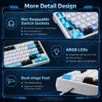 ATK VXE V75X Arctic Fox (Limited Edition)75% Wireless Gaming Keyboard – Arctic Fox Tactile Switches, CNC Aluminum Top, Tri-Mode, Hot-Swap, NKRO & South-Facing ARGB PBT Keycaps - Image 8