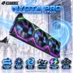 AsiaHorse NYOTA PRO 120mm Forward-Blade ARGB Fans, 1 Single Fan, 800–2000 RPM PWM, 61.5 CFM, 2.16 mmH₂O, HDB Bearing, Modular Daisy-Chain, Dual-Zone RGB Lighting | BLACK