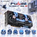 Sapphire PULSE Radeon RX 9060 XT OC 16GB GDDR6 Graphics Card, RDNA 4, 3290 MHz Boost, PCIe 5.0 x16, Dual-X Cooling, 2× HDMI, DisplayPort 2.1a, 170W, 8-Pin Power, 1440p Gaming | BLACK 