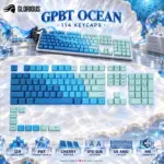 Glorious GPBT Ocean Gradient Keycap Set, 114 PBT Cherry-Profile Keycaps, Dye-Sublimated Non-Shine-Through Legends, US ANSI QWERTY, MX-Style Switches, From 60% Up Till Full-Size Keyboards