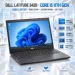 Dell Latitude 3420 Used Laptop With Intel Core i5 11th Gen, 8GB DDR4 RAM, 256GB NVMe SSD, 14-Inch Full HD Display And Windows 11 Pro