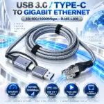 USB 3.0 And Type-C To Gigabit Ethernet Adapter With RJ45 LAN, 10/100/1000Mbps Speed, Auto MDI/MDIX, Plug And Play And USB 2.0 Backward Compatibility