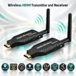 Wireless HDMI Transmitter and Receiver 50m , 1080P Full HD Wireless HDMI Extender, 129ms Low Latency, Plug & Play TX + RX Kit for TV, Projector, and Monitor