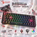 Bloody MS68 Stellar Black 68-Key Magnetic Hall-Effect Gaming Keyboard, 0.02mm Precision, Rapid Trigger, Adjustable Actuation, RGB, PBT + ABS Keycaps, USB