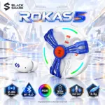 Black Shark ROKAS 5 White Wireless Gaming Earbuds With Bluetooth 6.0, 2.4G Dongle, 28.96ms Latency, Dynamic RGB, ENC, And 30-Hour Battery