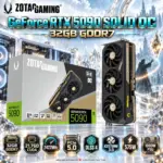 ZOTAC GAMING GeForce RTX 5090 SOLID OC 32GB GDDR7 Graphics Card, 2422MHz Boost, 21760 CUDA, 3352 AI TOPS, 512-Bit, PCIe 5.0, IceStorm 3.0, DLSS 4, Triple-Fan Cooling | ZT-B50900J-10A