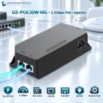 Grandstream GS-POE30W-MG 2.5Gbps PoE+ Injector, 30.2W Output, IEEE 802.3af/at, Dual RJ45, 54V DC, Plug-and-Play, 1.2m AC Cable