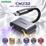 UGREEN  USB-C Audio & Charging Adapter, USB-C Male to Dual USB-C Female, Digital Earphone & Microphone Support, Simultaneous Charging, 10cm Cable | CM232 60165