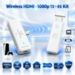 Wireless HDMI Transmitter & Receiver Kit, 1080p 60Hz, 5.8GHz, Up to 50m Open-Air Range, HDMI TX + RX, USB-Powered Receiver, H.264, for Mobile, Laptop, TV, Projector, PS4/PS5, Mac | WHITE 