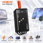MOXOM MX-PB228 50,000mAh Power Bank with Built-In USB-C, USB-A and Lightning Cables, Digital Display, Multiple Inputs and Outputs, and Up to 22.5W Fast Charging