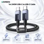 UGREEN 45067 1m USB-C to USB-C Cable, 240W PD 3.1 Fast Charging, E-Marker Chip, 480Mbps Data Transfer, Braided Nylon and Aluminum Housing