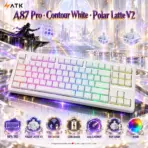 ATK A87 Pro Contour White (SIDE-PRINT) 80% TKL Tri-Mode Mechanical Gaming Keyboard, Polar Latte V2 Linear Switches, 12000mAh Battery, Hot-Swap, ARGB & NKRO 