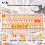 ATK RS6 Air 65% Wired Hall Effect Gaming Keyboard, Ice Blade Magnetic Switch, 8K Polling, 256K Scan, 0.08 ms Latency, 0.001–3.3 mm Actuation, RGB, White