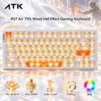 ATK RS7 Air 75% Wired Hall Effect Gaming Keyboard, 81 Keys, Iceblade Magnetic Switches, 0.001–3.3 mm Adjustable RT, 0.08 ms Latency, RGB, White