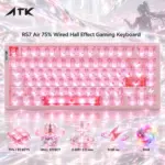 ATK RS7 Air 75% Wired Hall Effect Gaming Keyboard, 81 Keys, 0.001–3.3 mm Adjustable RT, 0.08 ms Latency, Frosted Translucent PC Keycaps, RGB, Pink
