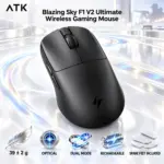ATK Blazing Sky F1 V2 Ultimate Black Wireless Gaming Mouse, Dual Mode, 39 ± 2 g Ultralight Symmetrical Body, Optical Tracking, USB, Rechargeable, Programmable Buttons, Spare Feet Included