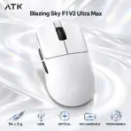 ATK Blazing Sky F1 V2 Ultra Max USB Optical Gaming Mouse, White, 54 ± 2 g, Symmetrical Compact Design, Programmable Buttons and Rechargeable Battery
