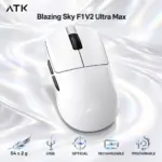 ATK Blazing Sky F1 V2 Ultra Max USB Optical Gaming Mouse, White, 54 ± 2 g, Symmetrical Compact Design, Programmable Buttons and Rechargeable Battery