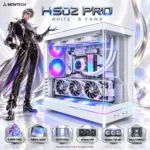 MONTECH HS02 PRO Panoramic Black ATX Mid-Tower Gaming Case, 5×120mm GF120 V2 ARGB Fans, Curved Glass, Reversible Layout, USB-C, 420mm GPU & 360mm AIO Support