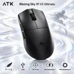 ATK Blazing Sky X1 V2 Ultimate USB Optical Gaming Mouse, Black, 54 ± 2 g, Symmetrical 127 × 64 × 40 mm Design, Programmable Buttons, Rechargeable