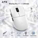 ATK Blazing Sky X1 V2 Ultimate USB Optical Gaming Mouse, White, 54 ± 2 g, Symmetrical 127 × 64 × 40 mm Design, Programmable Buttons, Rechargeable