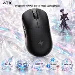 ATK Dragonfly A9 Plus 2.0 Tri-Mode Optical Gaming Mouse, 26,000 DPI PAW3395, 57 g ± 3 g, 1K Polling, 800 mAh, Black