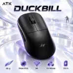 ATK Duckbill Tri-Mode Optical Gaming Mouse, Black, 46 g, PAW3950 Sensor, 8K Polling, 2.4 GHz Wireless, Bluetooth, USB-C Wired, 500 mAh Rechargeable Battery
