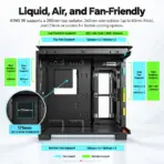 MONTECH KING 95 PRO Vibrant Red Curved Dual-Chamber ATX Case, 6 ARGB PWM Fans, 4mm Tempered Glass, 420mm GPU, 360mm Top Radiator, 10-port controller, Type-C & Interchangeable Panel (Mesh/Glass) - Image 4