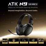 ATK N9 Ultra Orange Tri-Mode Over-Ear Gaming Headset with Stereo Sound, Detachable Noise-Reducing Mic, 3.5 mm Wired, 2.4G Wireless and Bluetooth