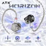 ATK Horizon Gunmetal Gray Wired Gaming IEMs with 3.5 mm Audio, 10 mm Dual Magnetic Dynamic Driver, Active Noise Cancellation and Built-In Microphone