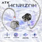 ATK Horizon Gunmetal Gray Wired Gaming IEMs with 3.5 mm Audio, 10 mm Dual Magnetic Dynamic Driver, Active Noise Cancellation and Built-In Microphone