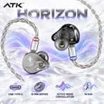 ATK Horizon Gunmetal Gray Wired Gaming IEMs with USB Type-C, 10 mm Dual Magnetic Dynamic Driver and Active Noise Cancellation